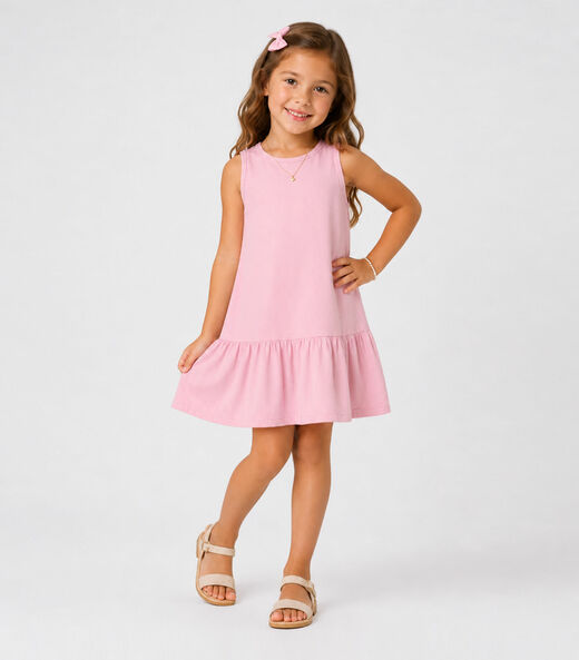 Vestido Infantil Feminino Em Meia Malha Trick Nick Rosa
