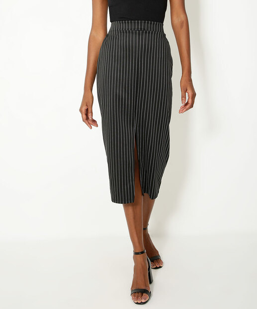 Saia Midi Feminina Risca de Giz Marisa