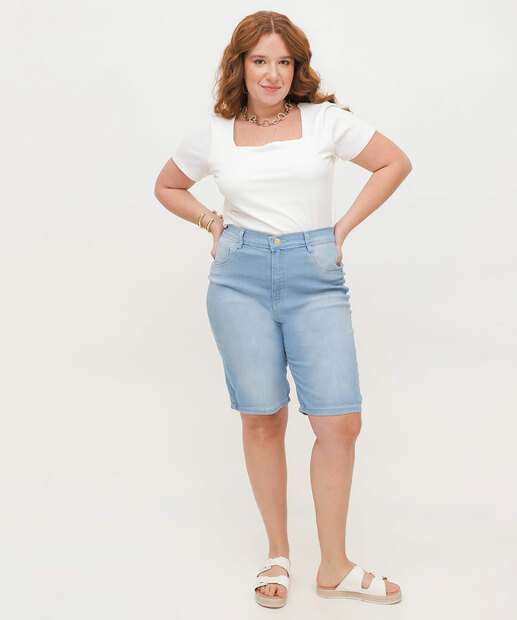 Bermuda Plus Size Feminina Jeans Ciclista 