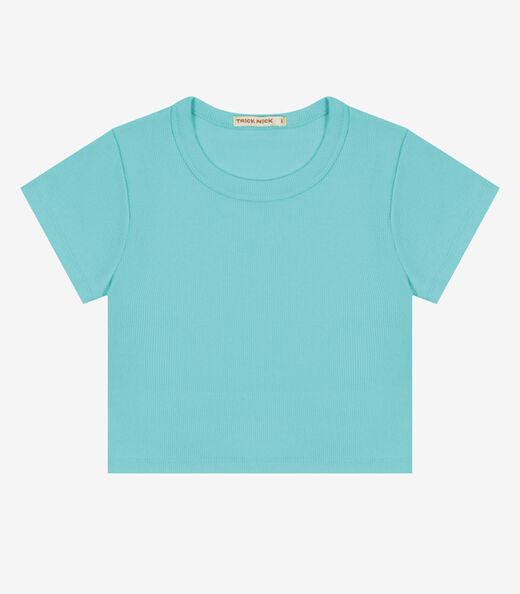Blusa Cropped Infantil Ribana Canelada Trick Nick Azul