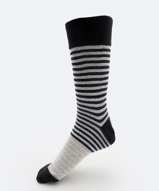 Meia Masculina Cano Longo Listrada MR Preto