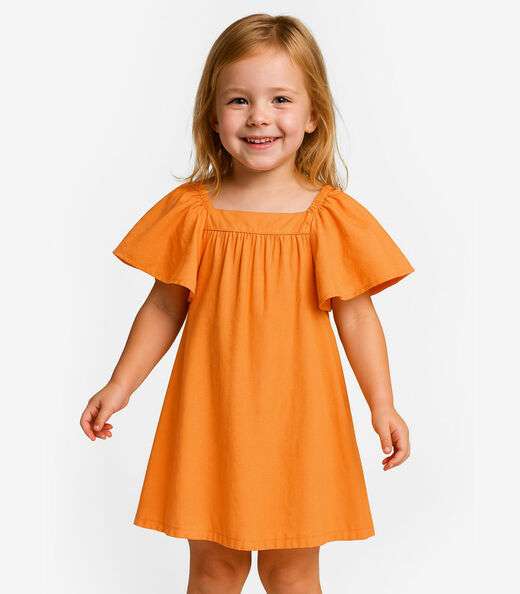 Image_Vestido Infantil em Viscose Infinita Cor Laranja