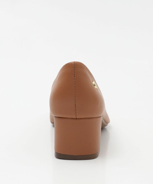 Scarpin Feminino Salto Grosso Via Uno Marrom