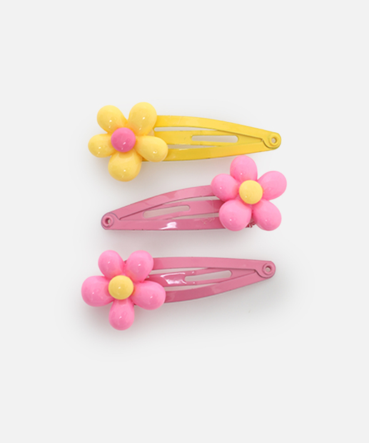 Kit 3 Peças Tic Tac De Cabelo Feminino Marisa Rosa