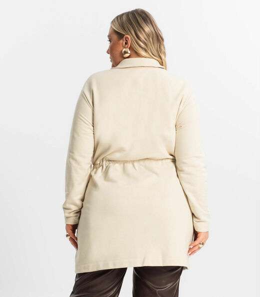 Parka Feminina Plus Size Secret Glam Bege