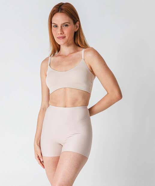 Bermuda Modeladora Cós Alto Sem Costura DelRio Bege