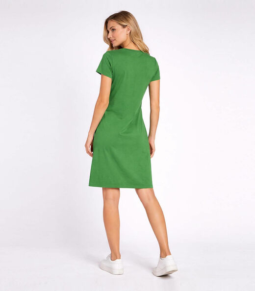 Vestido Feminino Curto Com Manga Infinita Cor Verde