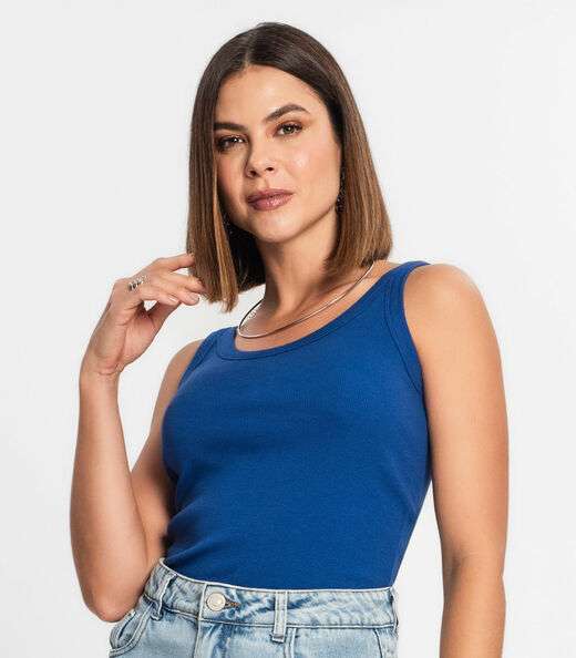 Regata Feminina Em Ribana Rovitex Azul