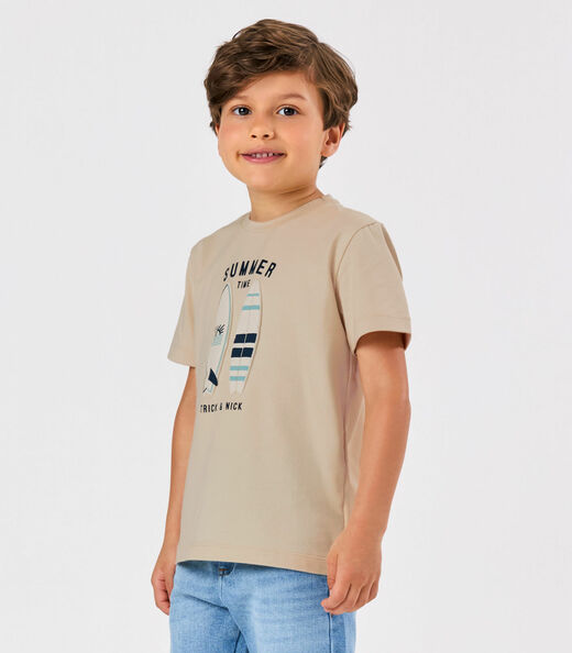 Conjunto Camiseta Com Bermuda Trick Nick Bege