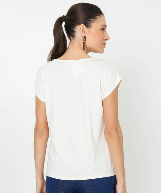 Blusa Feminina Retilínea Manga Curta Marisa Off White
