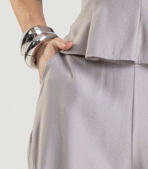 Cropped Feminino em Tecido Alfaiataria Dianna Cinza