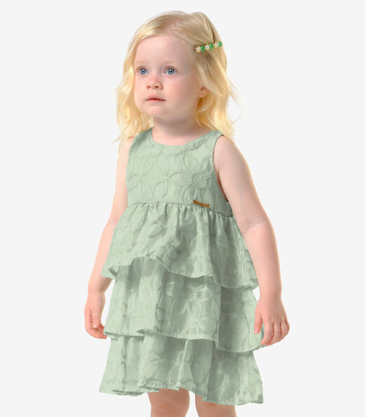 Vestido Menina Infantil Poly Bordado Trick Nick Verde