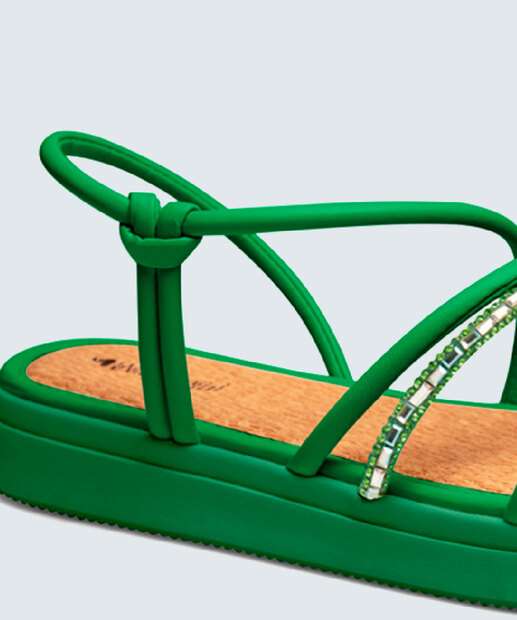 Sandália Flatform Feminina Tiras Pedraria Mississipi 