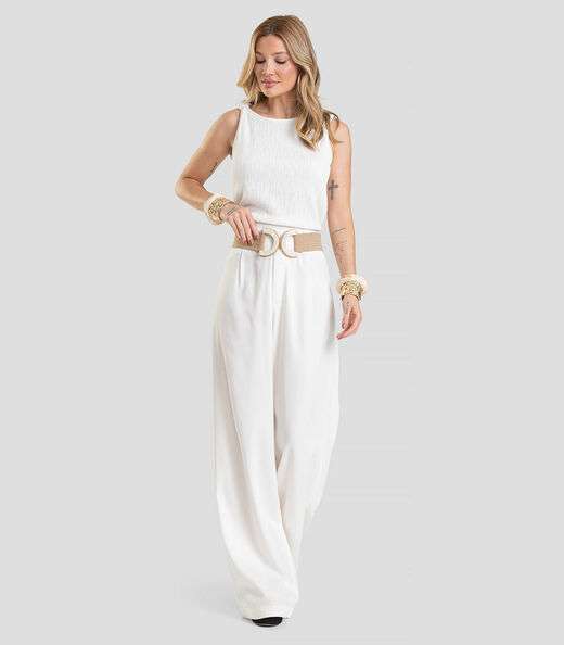 Regata Feminina Texturizada Elegante Dianna Bege