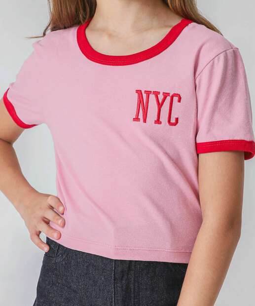 Blusa Juvenil Cotton Bordado Marisa Tam 10 a 16 Rosa