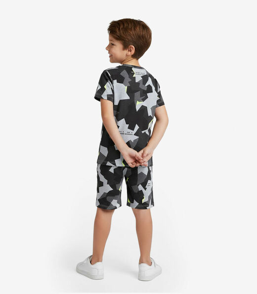 Pijama Infantil Camiseta e Bermuda Select Cinza