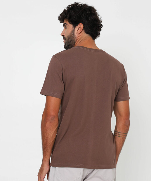 Camiseta Masculina Manga Curta Marisa Marrom