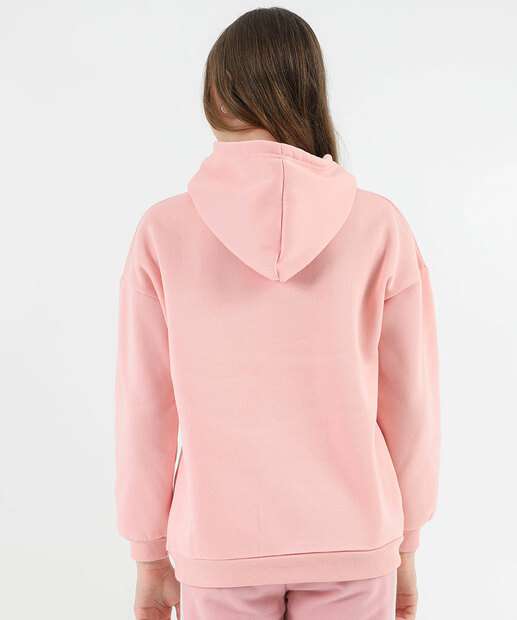 Blusão Juvenil Moletom Oversized Marisa Tam 10 a 16 Rosa