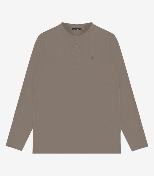 Camiseta Masculina Manga Longa Malhão Diametro Marrom