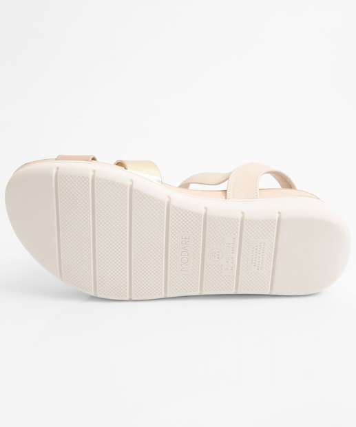 Sandália Feminina Flatform Tiras Modare Bege