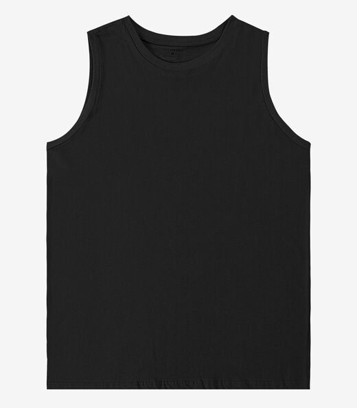 Regata Masculina Básica Meia Malha Diametro Preto