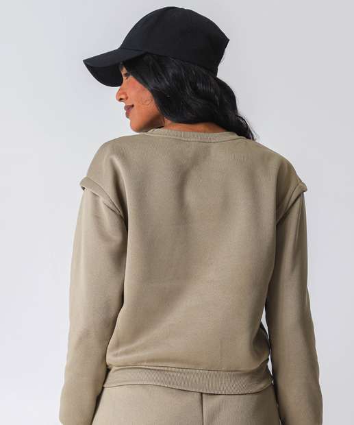Blusão Feminino Moletom Detalhe Ombro Marisa Verde