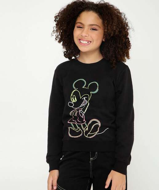 Blusão Juvenil Moletom Flanelado Mickey Disney Tam 10 a 16