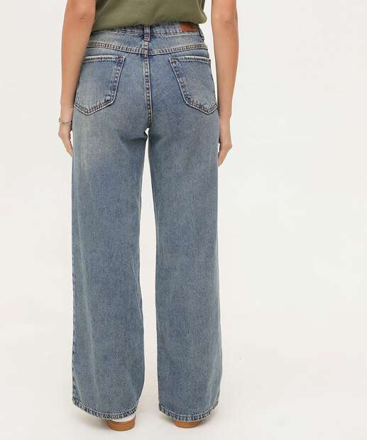 Calça Jeans Wide Leg Feminina Sawary