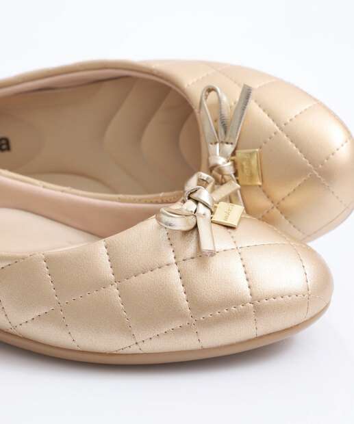 Sapatilha Feminina Bico Redondo Moleca Dourado