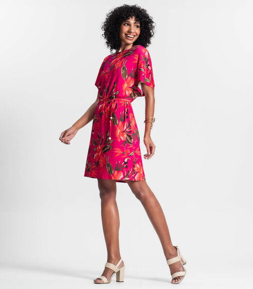 Vestido Curto Estampado Rovitex Rosa