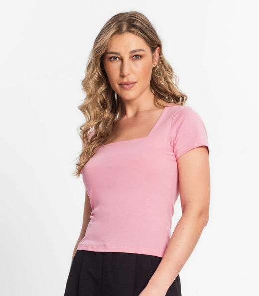 Blusa Feminina Decote Quadrado Endless Rosa