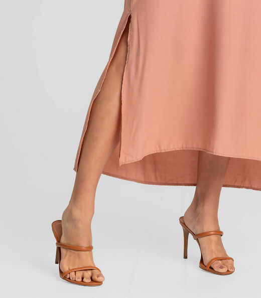 Vestido Midi Em Tecido Viscose Dianna Marrom
