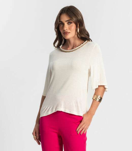 Image_Blusa Feminina Manga Curta Endless Bege