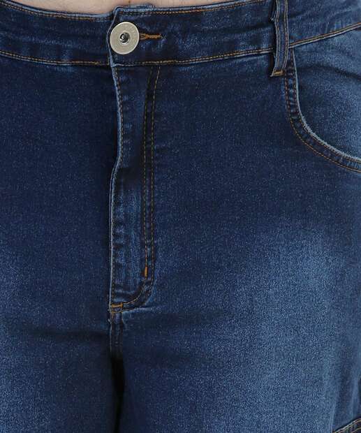 Bermuda Plus Size Masculina Jeans Cargo