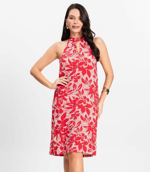 Vestido Curto em Viscotorcion Rovitex Vermelho