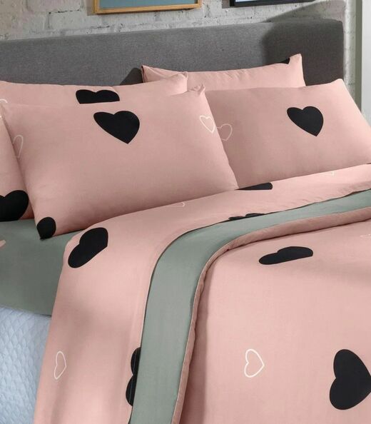 Jogo De Cama Solteiro Coração 3 Peças Lar E Lazer Rosa