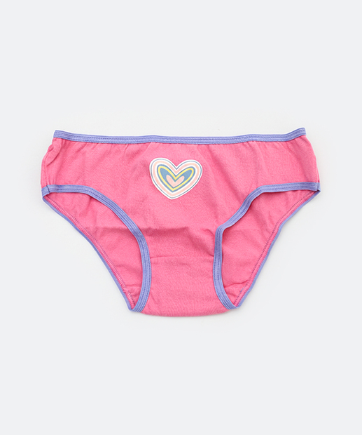 Kit 5 Calcinhas Infantil Estampada Marisa Tam 2 a 12 Rosa