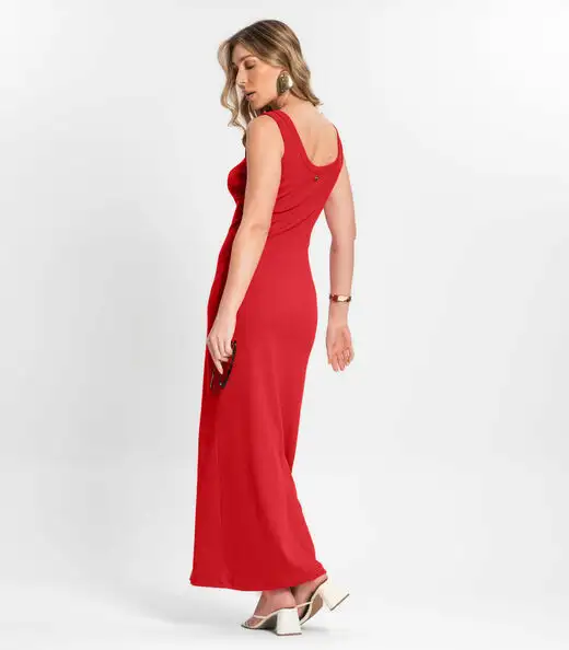 Vestido Midi De Ribana Feminino Endless Vermelho