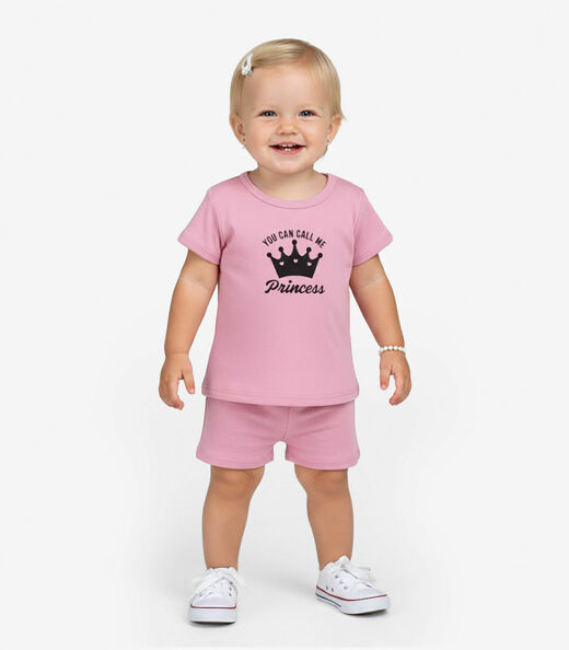 Conjunto Infantil Blusa com Shorts Select Rosa