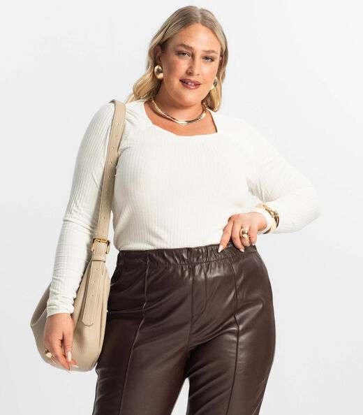 Image_Blusa Plus Size Em Ribana Canelada  Secret Glam Bege