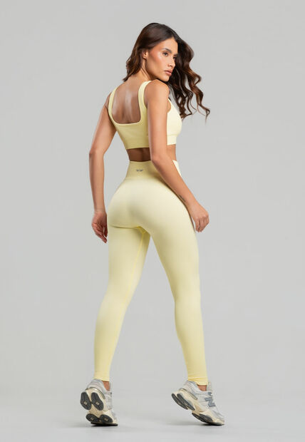 Conjunto Fitness Calça e Top Sem Costura Amarelo Salvatore