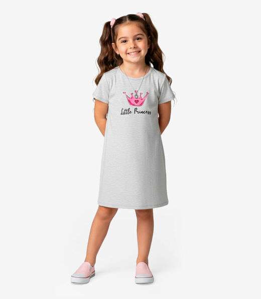 Vestido Infantil em Moletinho Maquenetado Select Bege