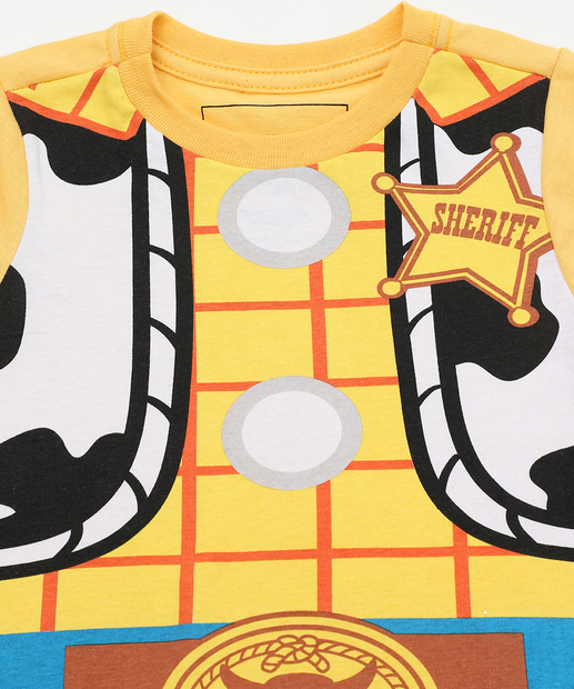 Camiseta Infantil Toy Story Woody Máscara Tam 1 a 3 Amarelo