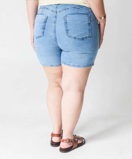 Bermuda Plus Size Feminina Jeans Sawary Azul