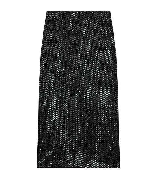 Saia Midi Feminina Em Lantejoula Endless Preto