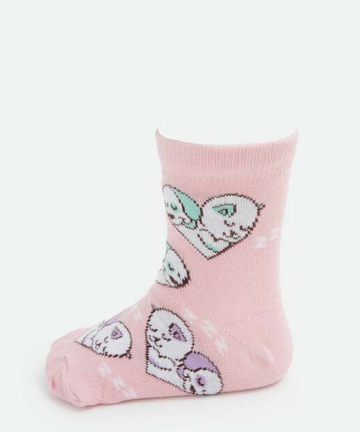 Kit 3 Pares Meias Infantil Soquete Estampa Animais