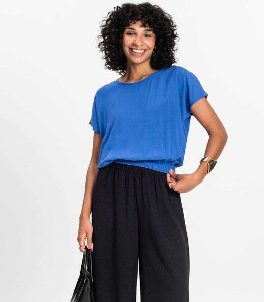 Blusa Feminina manga curta Infinita Cor Azul