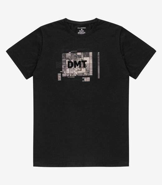 Camiseta Masculina Meia Malha Diametro Preto