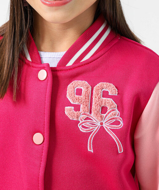 Jaqueta Bomber Infantil Moletom College Marisa Tam 4 a 10 Rosa