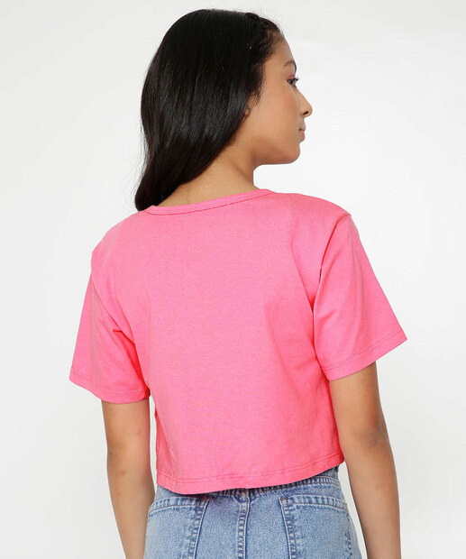 Blusa Juvenil Cropped Estampa Frase Marisa Tam 10 a 16